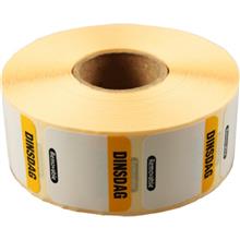HACCP DAG-LABELS, 25x25mm, geel-1000stuks, Dinsdag