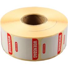 HACCP DAG-LABELS, 25x25mm, rood-1000stuks, Woensdag