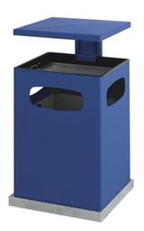 AS-PAPIERBAK, vierkant, 80 liter, met afdak, blauw